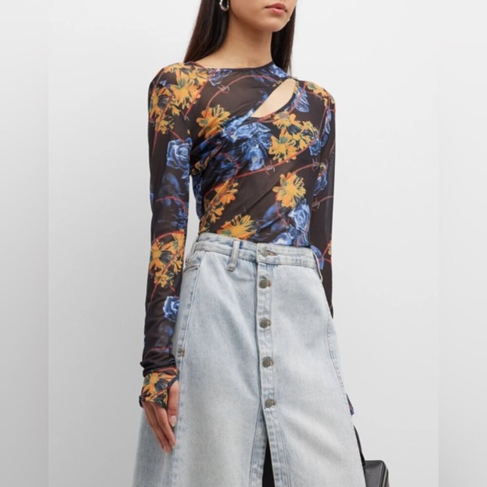 Ksubi Multicolor Transfer Cyberflora Long Sleeve T-Shirt large